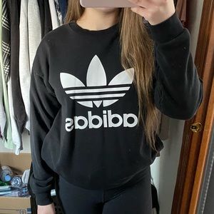 adidas black logo crew neck